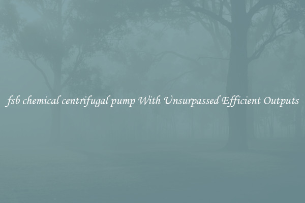 fsb chemical centrifugal pump With Unsurpassed Efficient Outputs