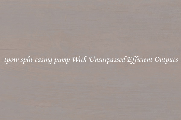 tpow split casing pump With Unsurpassed Efficient Outputs