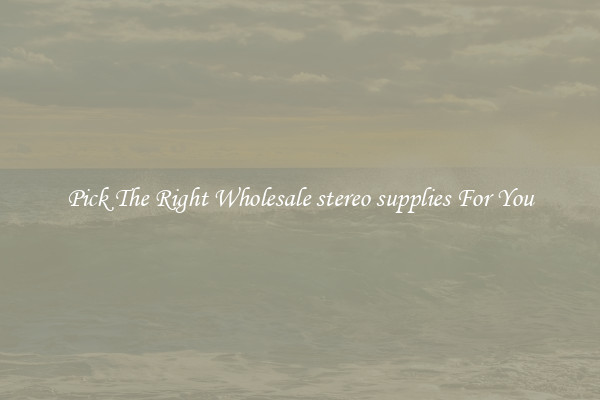 Pick The Right Wholesale stereo supplies For You