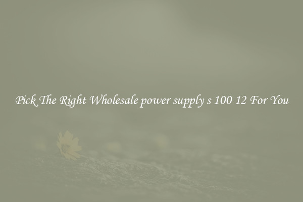 Pick The Right Wholesale power supply s 100 12 For You